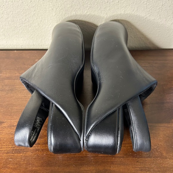 ZARA Shoes EU 37 US 7 Elegant Black Leather Slingback Clog Wedge Modern Minimal - Picture 6 of 9